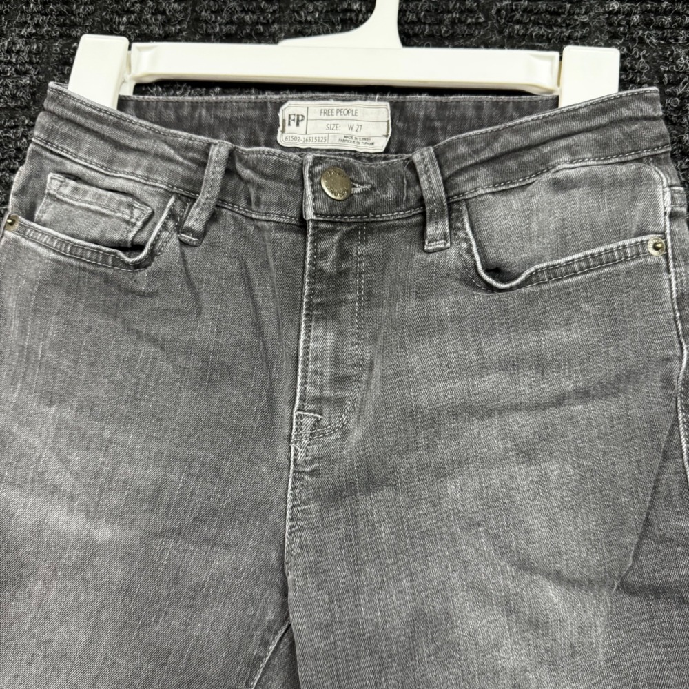 Free People Gray High Rise Skinny Jeans Raw Hem OB714973B Size 27